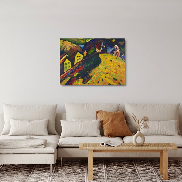 Staklena slika - Vasily Kandinsky, Houses at Murnau, reprodukcije (70x50 cm)