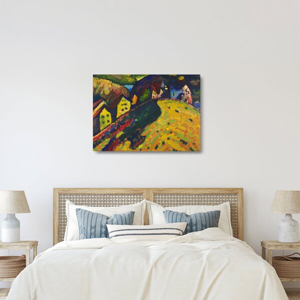 Staklena slika - Vasily Kandinsky, Houses at Murnau, reprodukcije (70x50 cm)