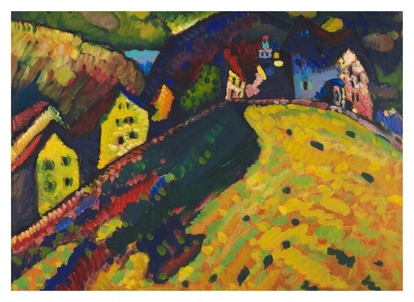 Staklena slika - Vasily Kandinsky, Houses at Murnau, reprodukcije (70x50 cm)