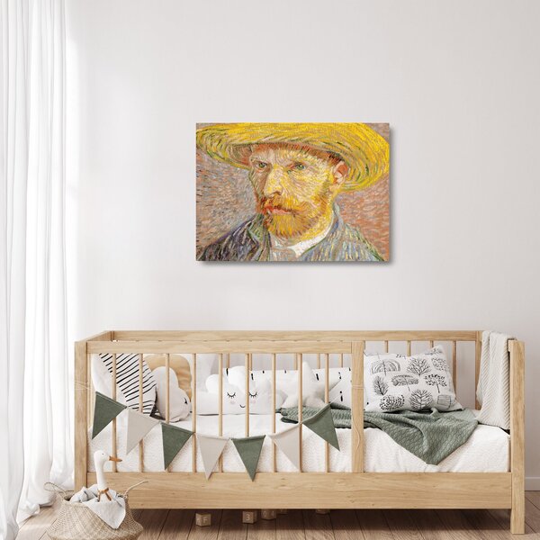 Staklena slika - Vincent van Gogh, Self-Portrait with a Straw Hat (The Potato Peeler), reprodukcije (70x50 cm)