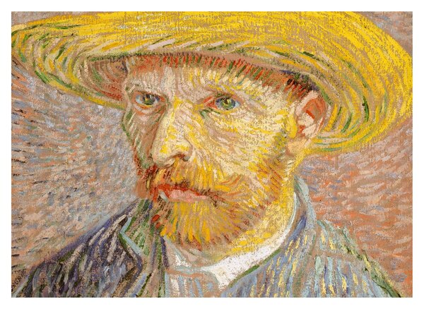 Staklena slika - Vincent van Gogh, Self-Portrait with a Straw Hat (The Potato Peeler), reprodukcije (70x50 cm)