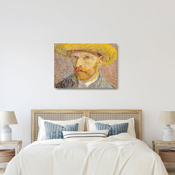 Staklena slika - Vincent van Gogh, Self-Portrait with a Straw Hat (The Potato Peeler), reprodukcije (70x50 cm)