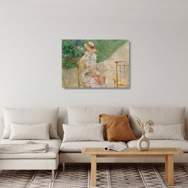 Staklena slika - Berthe Morisot, Young Woman Knitting, reprodukcije (70x50 cm)