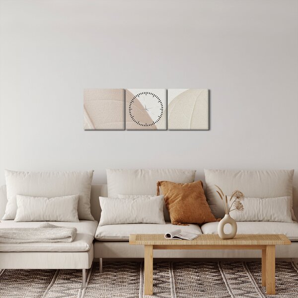 Slika - Teksturirano lišće (sa satom) (90x30 cm)