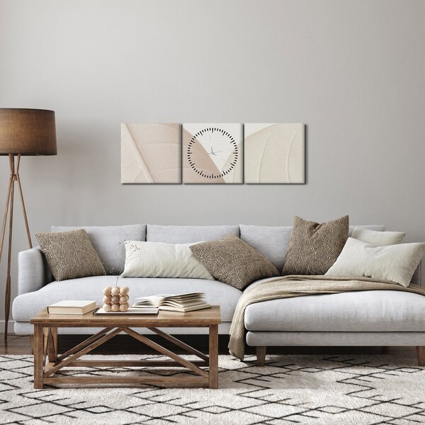 Slika - Teksturirano lišće (sa satom) (90x30 cm)