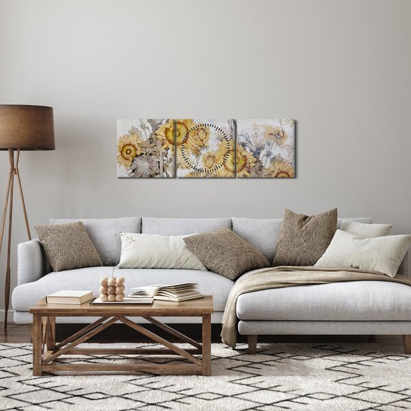Slika - Suncokret u zidu (sa satom) (90x30 cm)