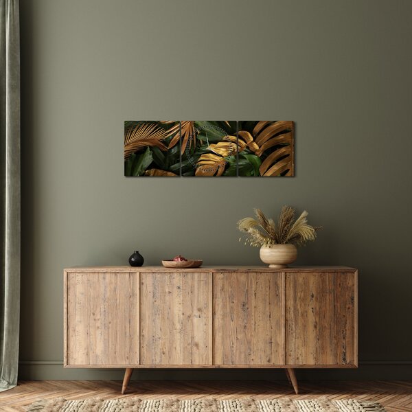 Slika - Zlatno lišće (sa satom) (90x30 cm)