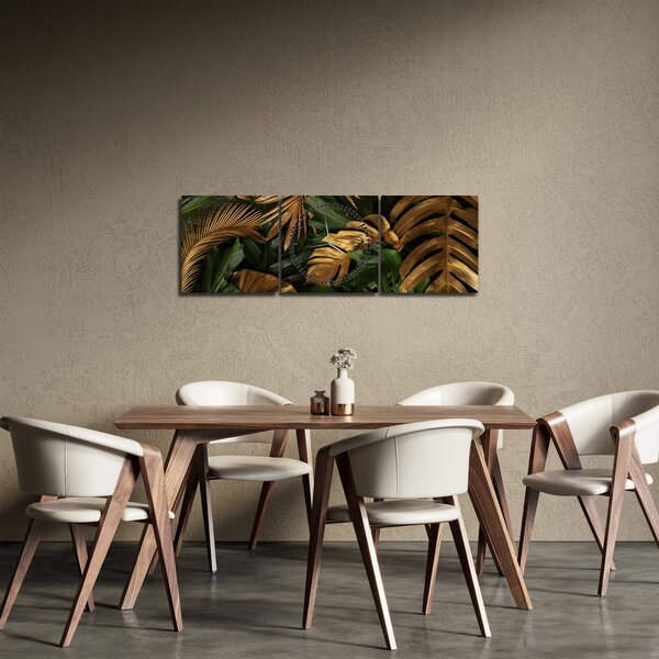 Slika - Zlatno lišće (sa satom) (90x30 cm)
