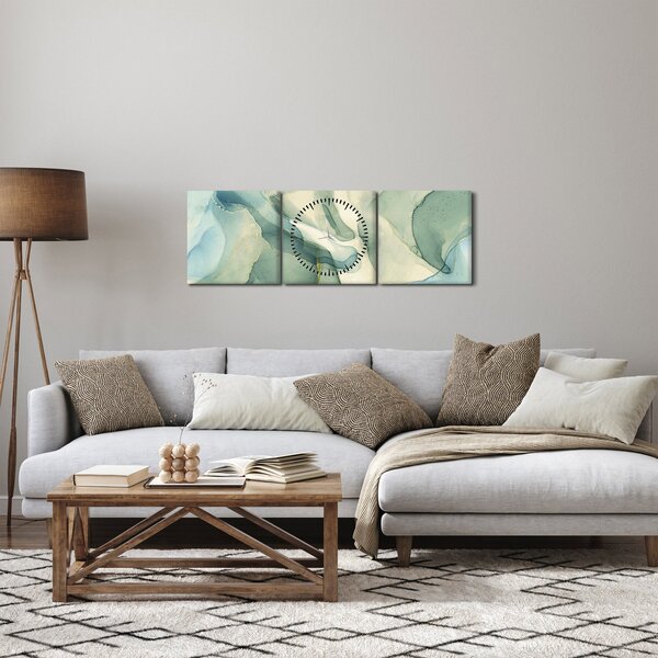 Slika - Apstrakcija tintom 3 (sa satom) (90x30 cm)