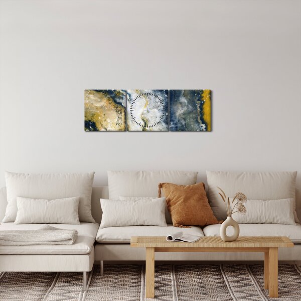 Slika - Zlatna apstrakcija (sa satom) (90x30 cm)