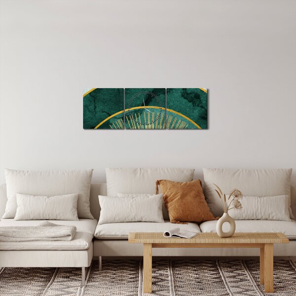 Slika - Oblici sa zlatnom teksturom (sa satom) (90x30 cm)