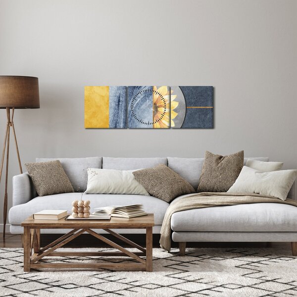 Slika - Oblici i cvijet (sa satom) (90x30 cm)