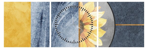 Slika - Oblici i cvijet (sa satom) (90x30 cm)