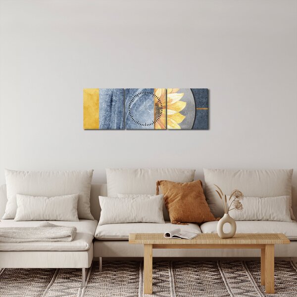 Slika - Oblici i cvijet (sa satom) (90x30 cm)