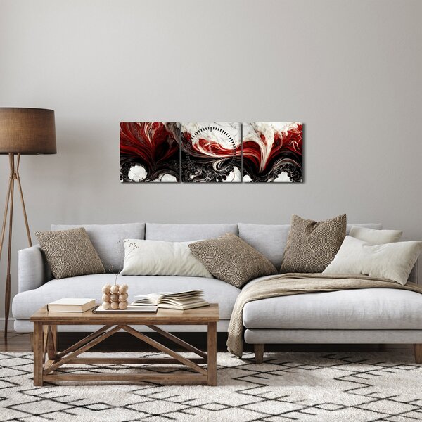 Slika - Mramorirana apstrakcija (sa satom) (90x30 cm)