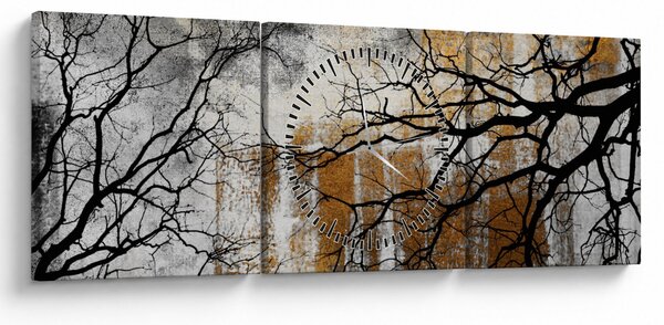 Slika - Siluete drveća (sa satom) (90x30 cm)