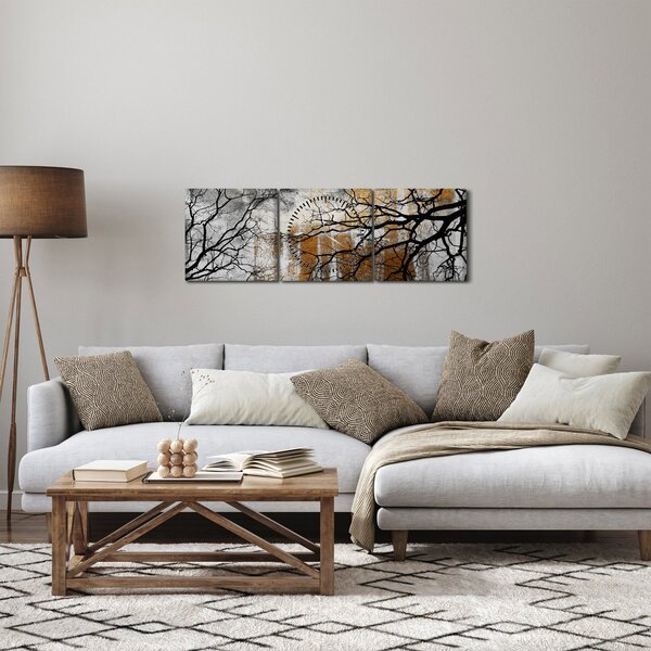 Slika - Siluete drveća (sa satom) (90x30 cm)