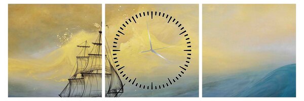 Slika - Slikani brodovi na moru (sa satom) (90x30 cm)