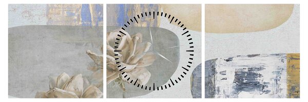 Slika - Slikano cvijeće sa teksturom (sa satom) (90x30 cm)