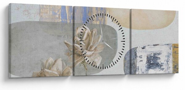 Slika - Slikano cvijeće sa teksturom (sa satom) (90x30 cm)