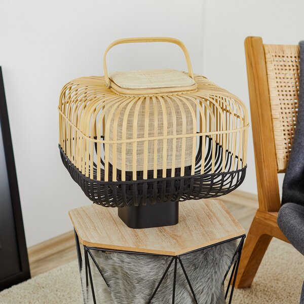 Stolne Lampa Forestier, Bamboo Square S, Crno, Dnevna soba, Bambus, Dizajn