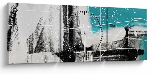 Slika - Tirkizna apstrakcija (sa satom) (90x30 cm)