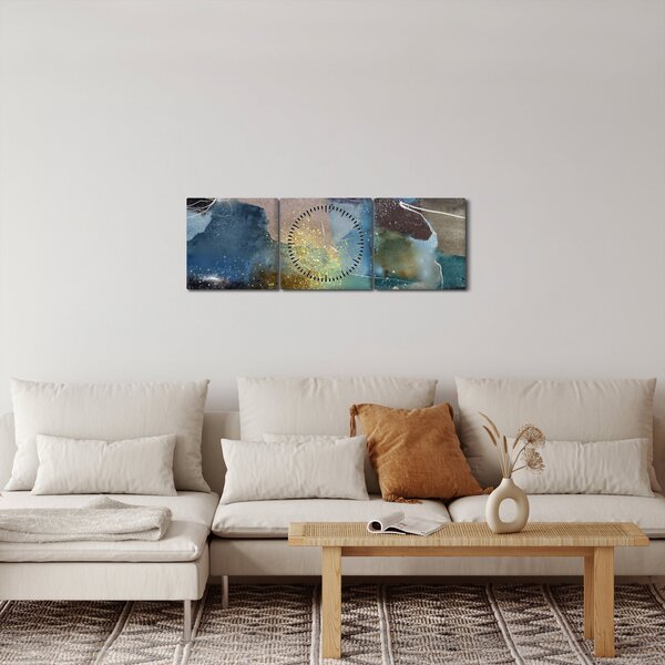 Slika - Akvarel apstrakcija (sa satom) (90x30 cm)