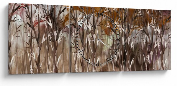 Slika - Drveće (sa satom) (90x30 cm)