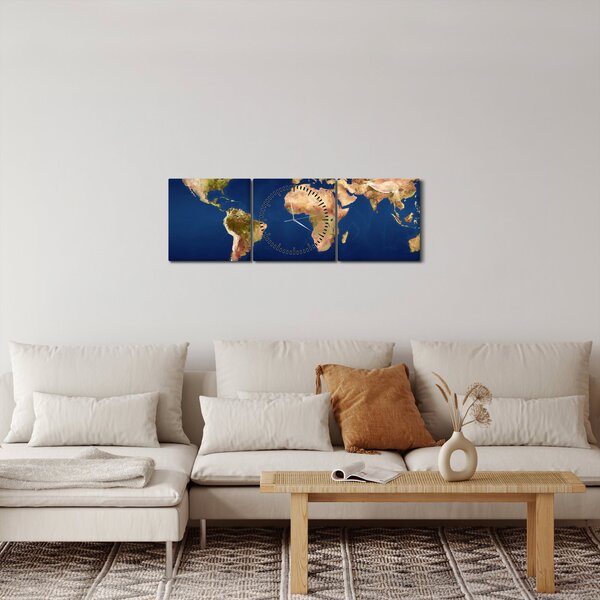 Slika - Karta svijeta (sa satom) (90x30 cm)