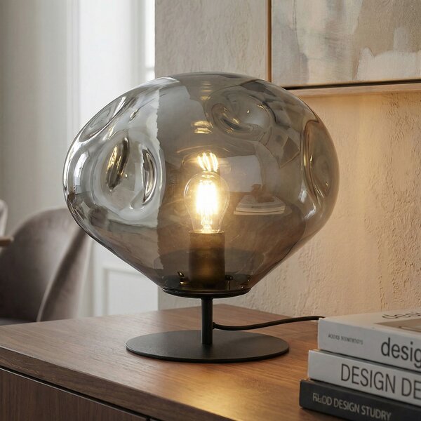 Stolne Lampa Lindby, Lelia, Sivo, Blagovaonica, Staklo, Dizajn