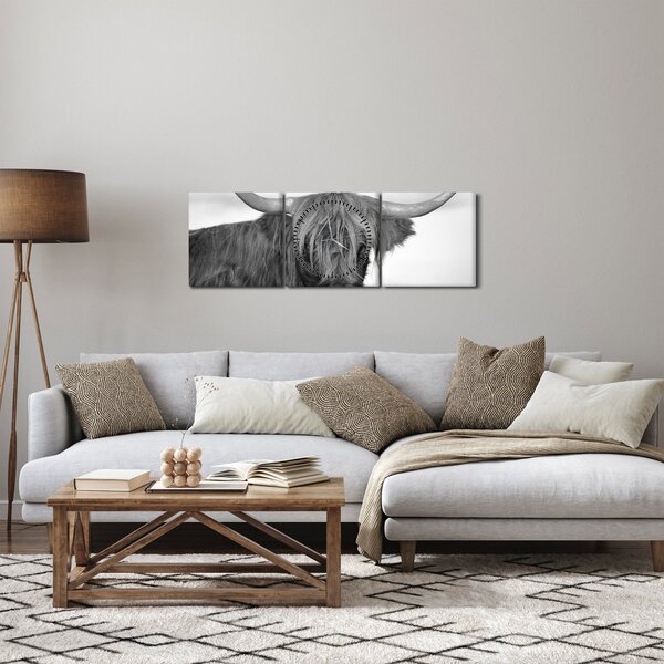 Slika - Škotska krava 2, crno-bijela (sa satom) (90x30 cm)