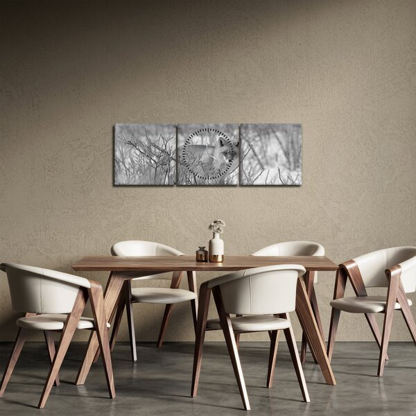 Slika - Lisac, crno-bijela (sa satom) (90x30 cm)