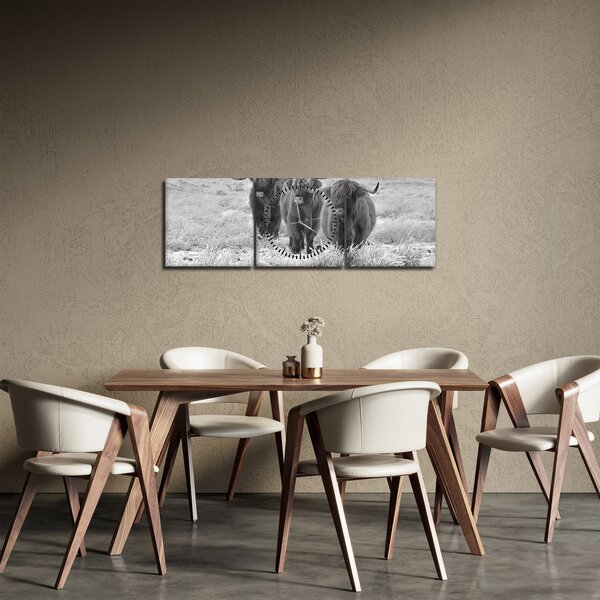 Slika - Škotske krave, crno-bijela (sa satom) (90x30 cm)