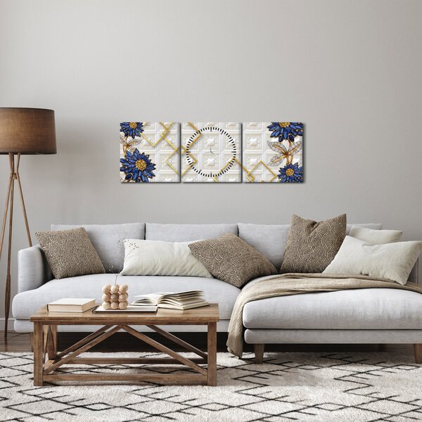 Slika - Dijamantni cvjetovi (sa satom) (90x30 cm)
