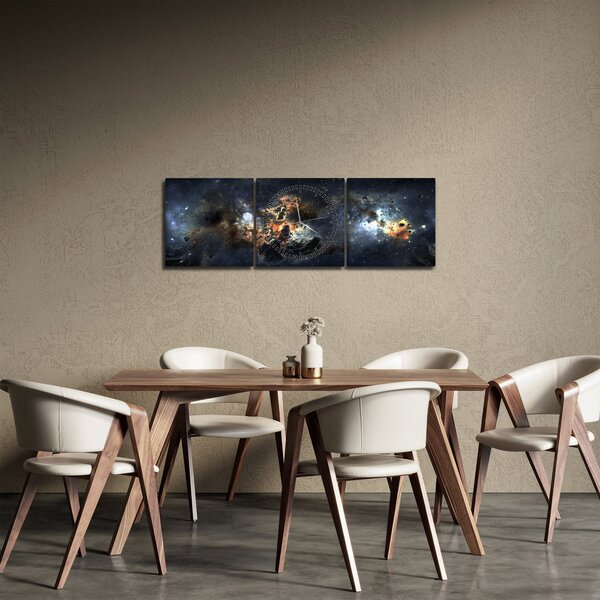 Slika - Svemir s maglicom (sa satom) (90x30 cm)
