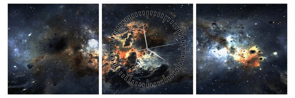 Slika - Svemir s maglicom (sa satom) (90x30 cm)