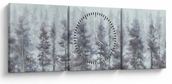 Slika - Borova šuma II., akvarel (sa satom) (90x30 cm)