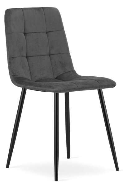 Blagovaonska stolica od baršuna Dark Grey Luxury