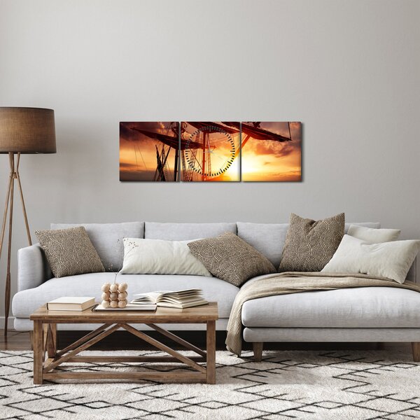 Slika - Drevni gusarski brod (sa satom) (90x30 cm)