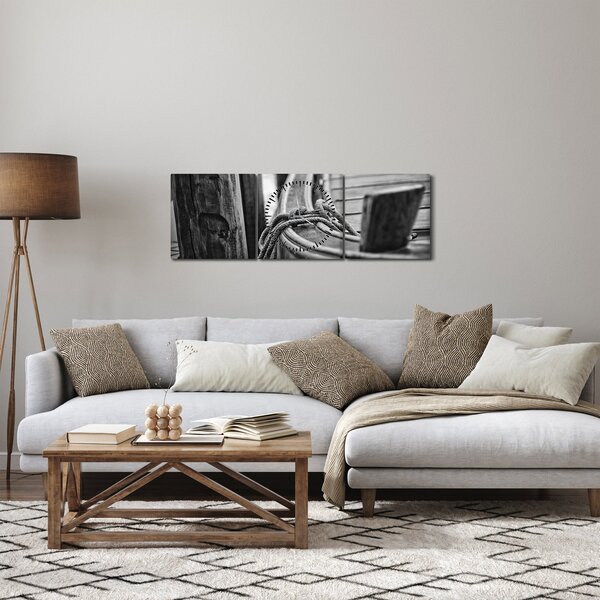 Slika - Privezani čamac (sa satom) (90x30 cm)