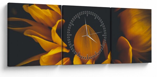 Slika - Suncokreti u crnoj pozadini (sa satom) (90x30 cm)