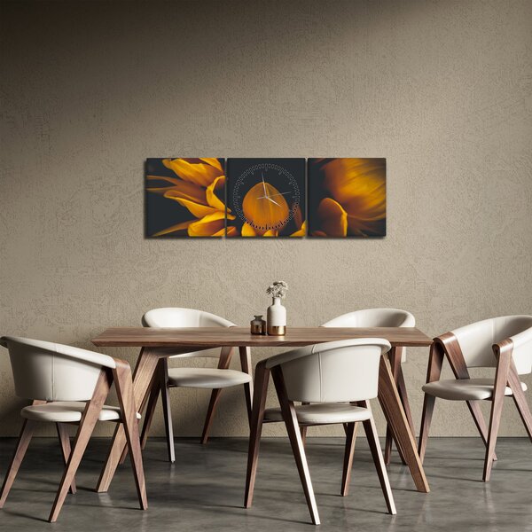 Slika - Suncokreti u crnoj pozadini (sa satom) (90x30 cm)