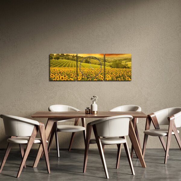 Slika - Polje suncokreta (sa satom) (90x30 cm)
