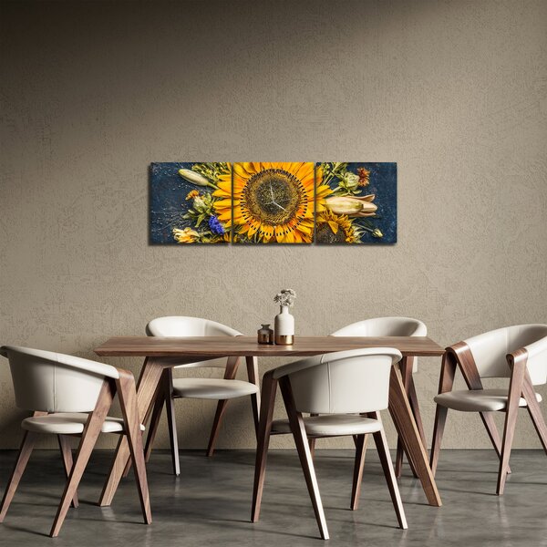 Slika - Jesensko cvijeće (sa satom) (90x30 cm)