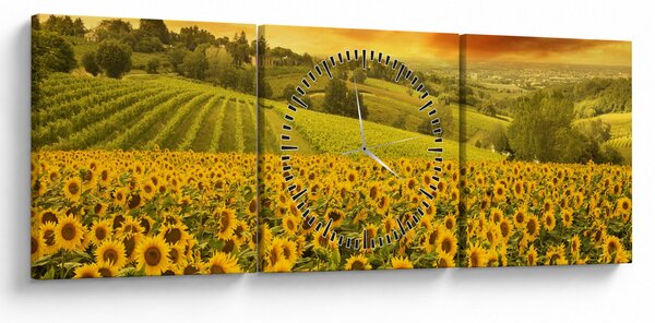 Slika - Polje suncokreta (sa satom) (90x30 cm)