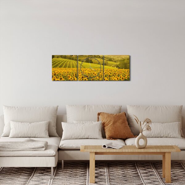 Slika - Polje suncokreta (sa satom) (90x30 cm)