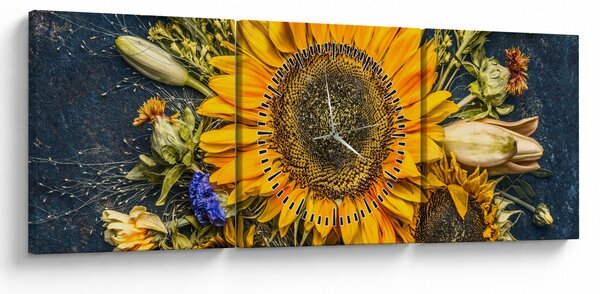 Slika - Jesensko cvijeće (sa satom) (90x30 cm)