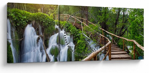 Slika - Plitvička jezera (sa satom) (90x30 cm)
