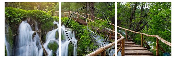 Slika - Plitvička jezera (sa satom) (90x30 cm)