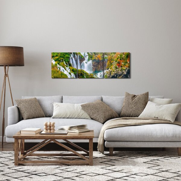Slika - Nacionalni park Plitvička jezera (sa satom) (90x30 cm)